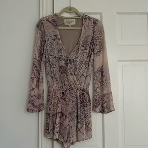 Rory Beca romper , size ca, pink with sheer long sleeves